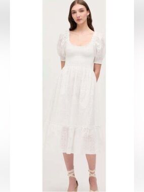 Hill House Home White Eyelet Louisa Nap Dress Sz Medium